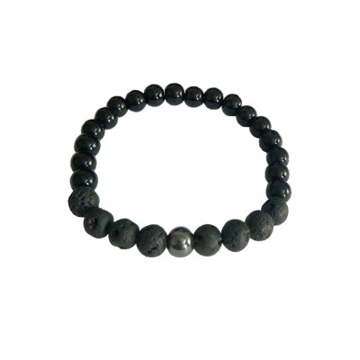 Hematite Lava Stone Black Onyx Beads Bracelet